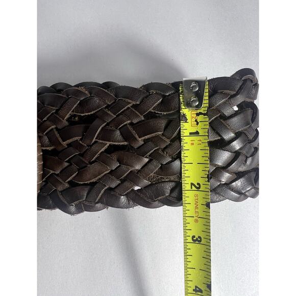 Vintage Abercrombie & Fitch Wide 2” Leather Brown Braided Belt Boho Womens M/L - Picture 6 of 6